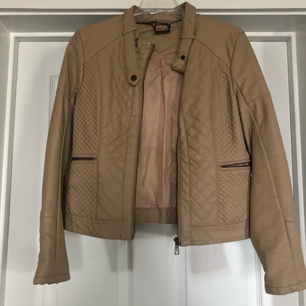 Tan Faux Leather Jacket